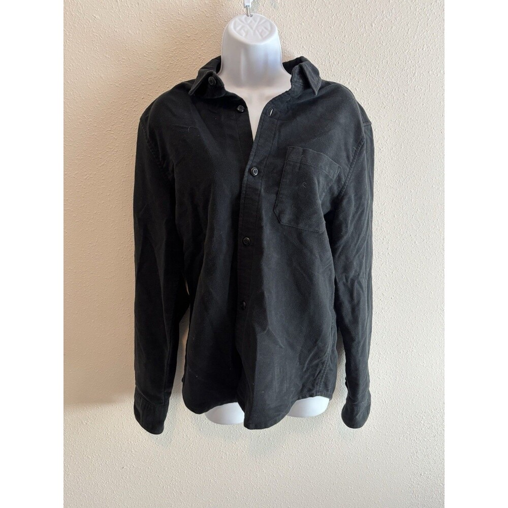 DU/ER Moleskin Black Button-down‎ Shirt Women’s Small Petite Flannel No Sweat